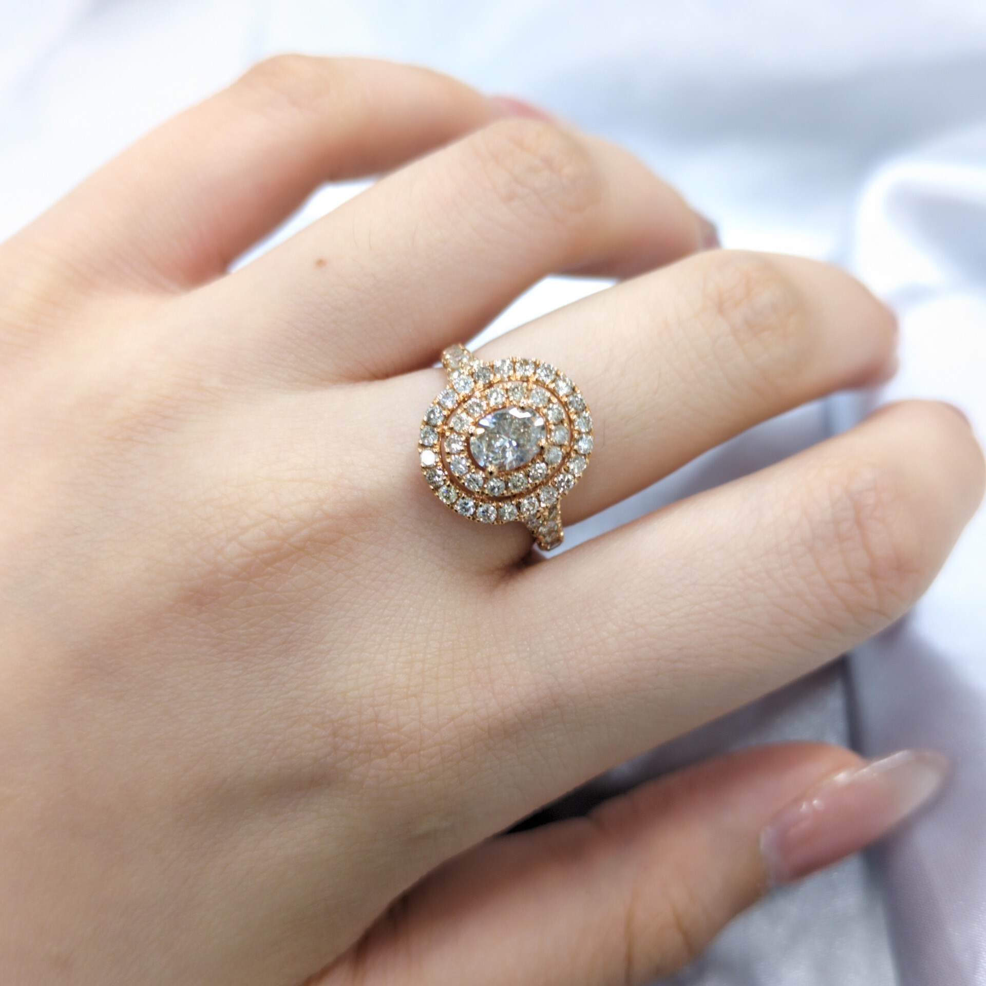 18K Rose Gold 1.33ct Oval Cut Diamond Ring