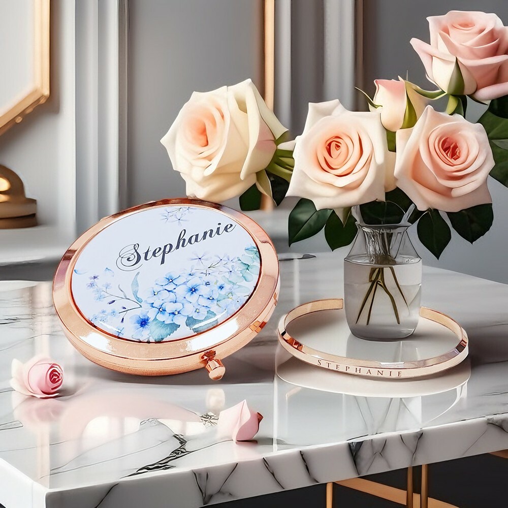 姊妹禮盒 B (定製刻字手環、鏡盒)