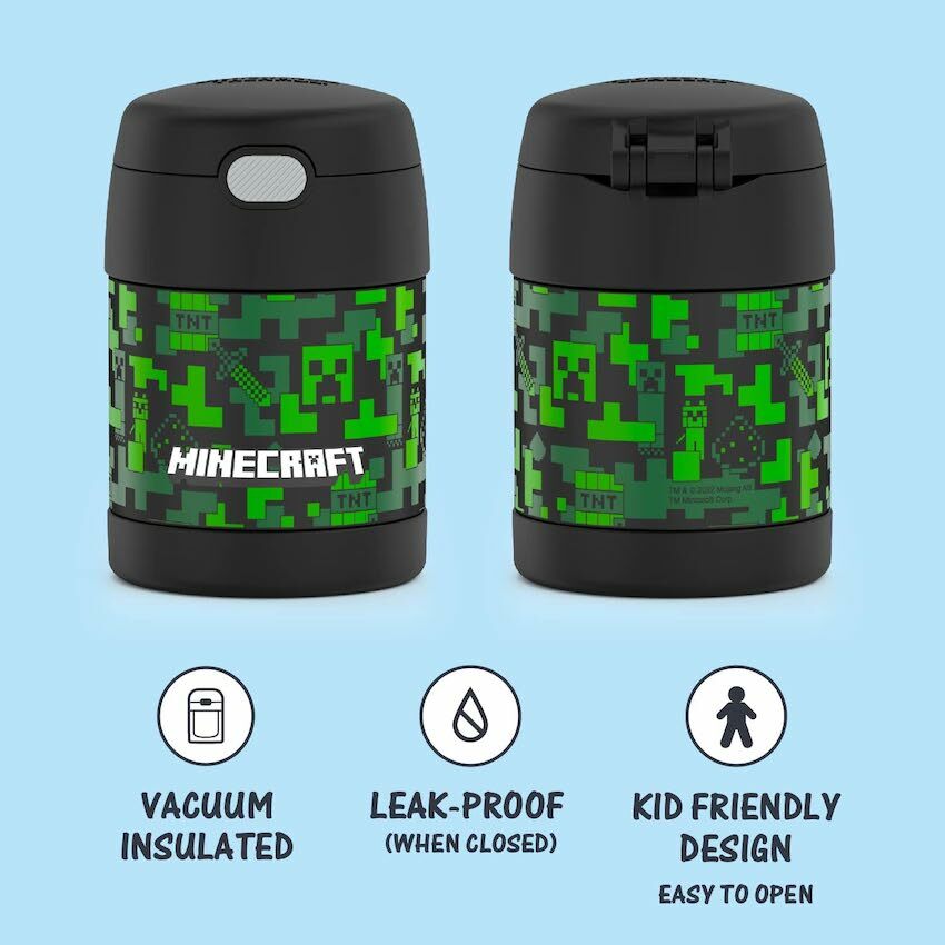 美國 Thermos 不鏽鋼真空兒童保溫食物壺 - Minecraft
