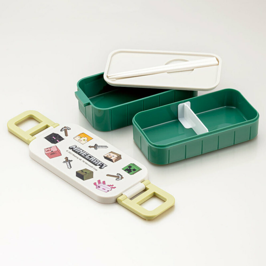 日本製 Skater 銀離子抗菌雙層餐盒 + 筷子套裝 - Minecraft