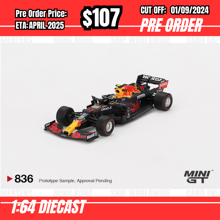 PO-$107 * Mini GT * 1:64 #836 Red Bull RB16B #11 Sergio Pérez 2021 Azerbaijan Grand Prix Winner [OD19/08]