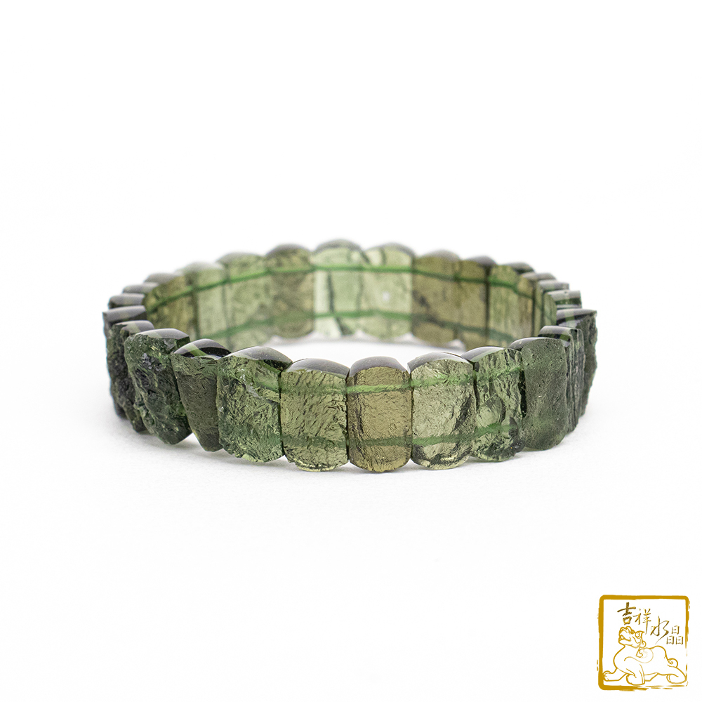 Moldavite bracelet 13.3mm (Enhanced energy)