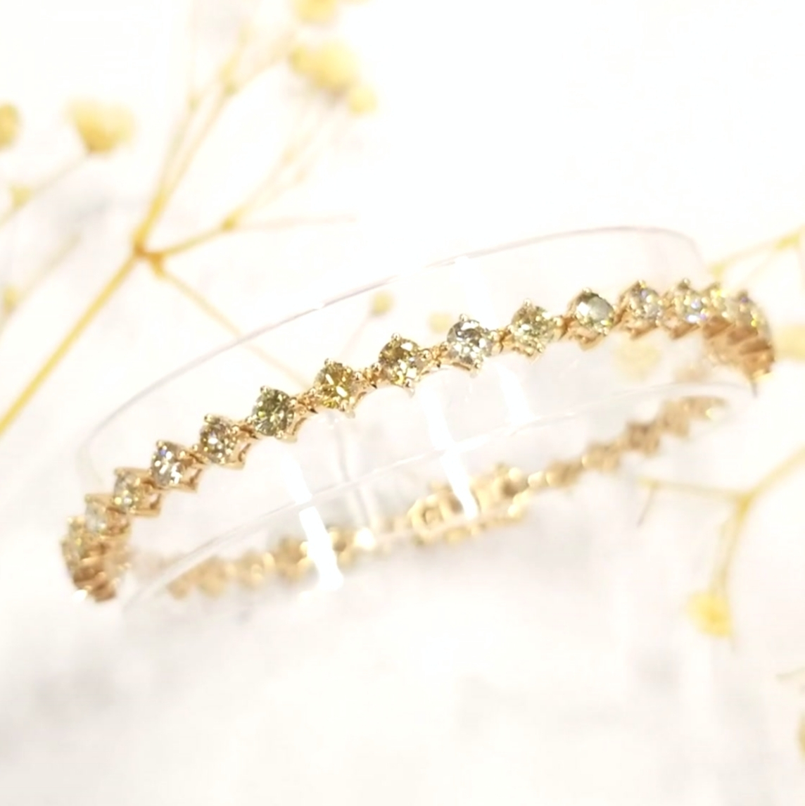 全新18K玫瑰金4卡40份彩黃鑽石手鍊