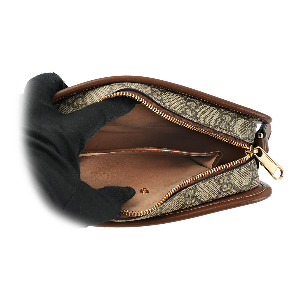 【GUCCI】Interlocking G 塗層帆布拉鍊迷你斜背包