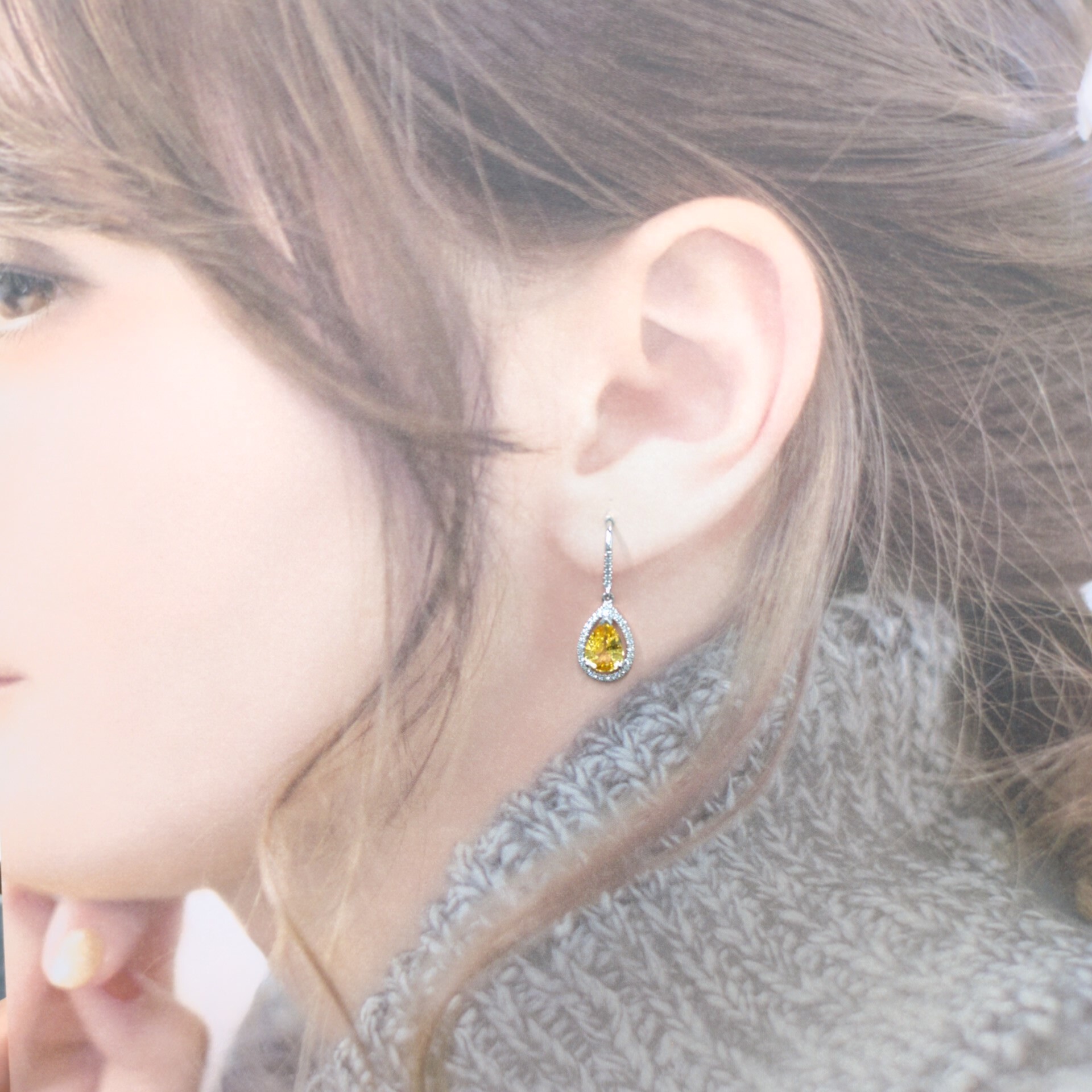 18K White Gold 2.32ct Sapphire and Diamond Earrings