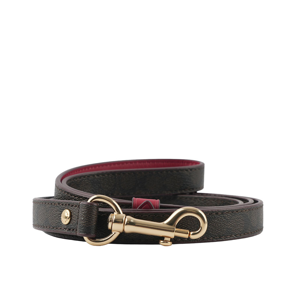 【COACH】塗層帆布及皮革寵物牽引繩/牽繩