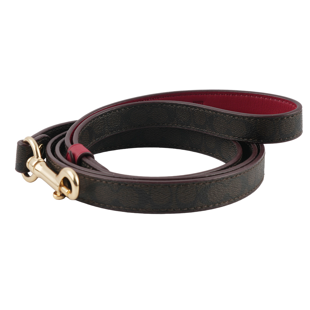 【COACH】塗層帆布及皮革寵物牽引繩/牽繩