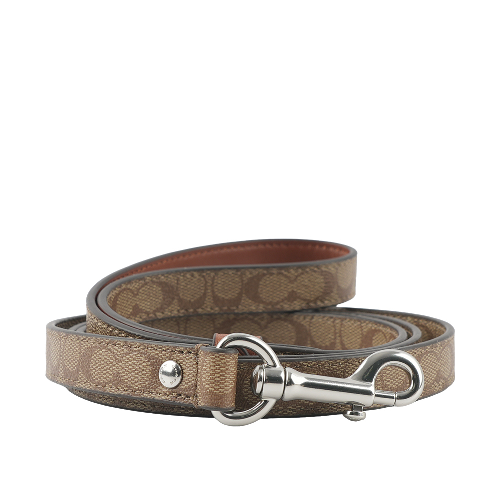 【COACH】塗層帆布及皮革寵物牽引繩/牽繩