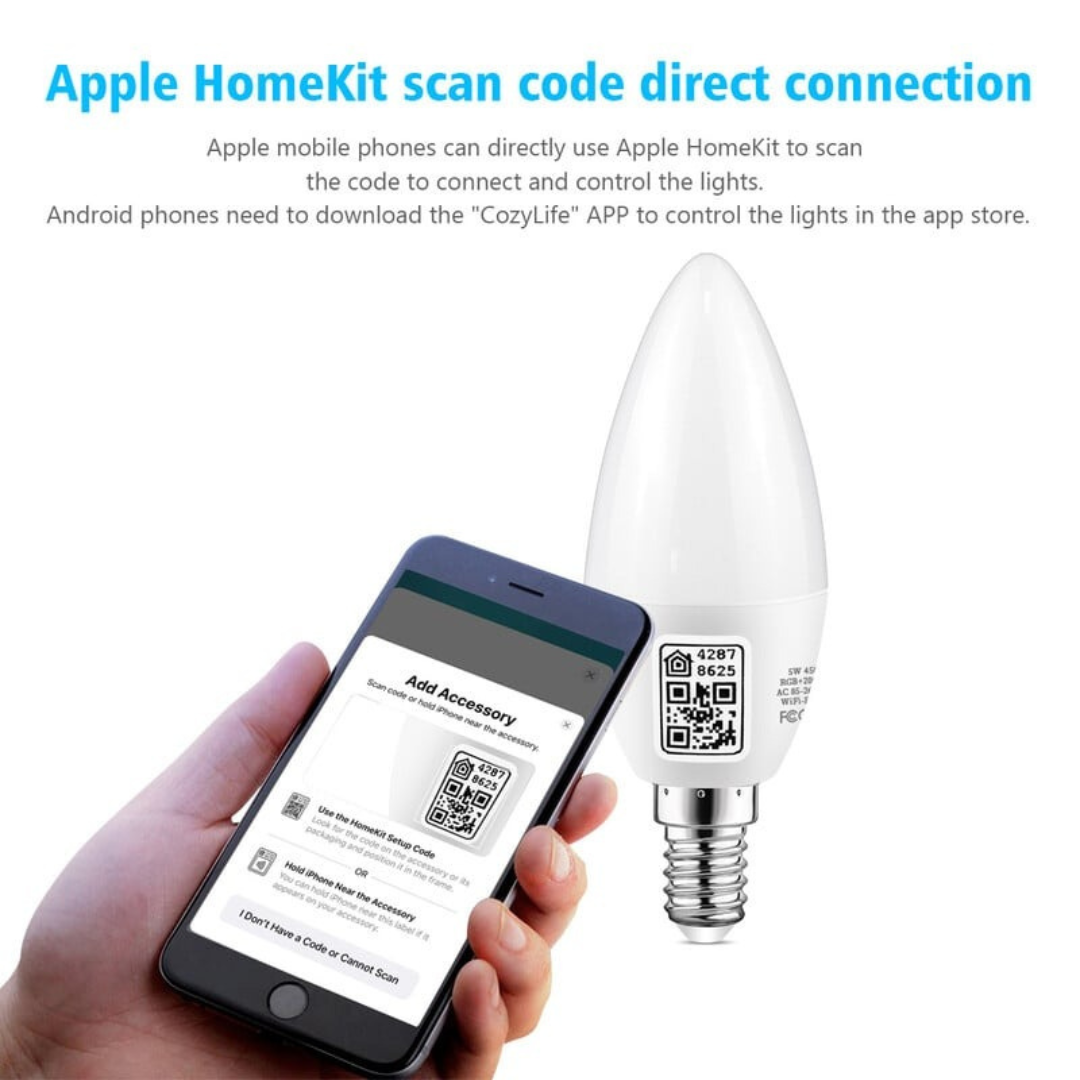 智能蠟燭燈 Apple HomeKit E12-14尖泡 [可調光2700K-6500K]