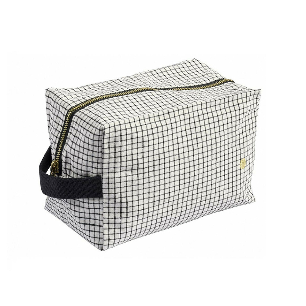 法國La cerise sur le gâteau 有機棉防水手提立體收納包-小格紋(小)