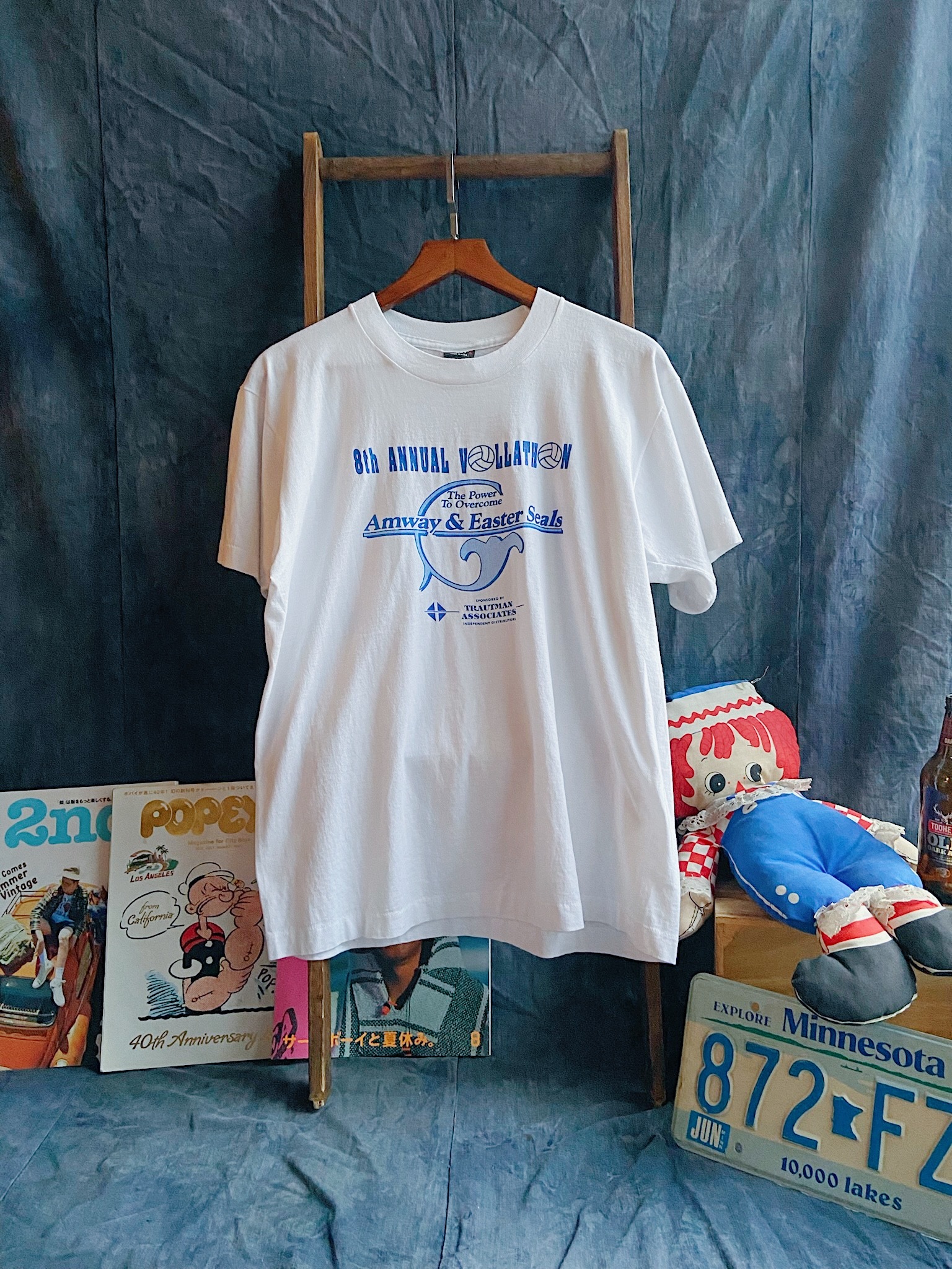 Vintage Volley Ball T-shirt  / 美國製排球白色古著短踢