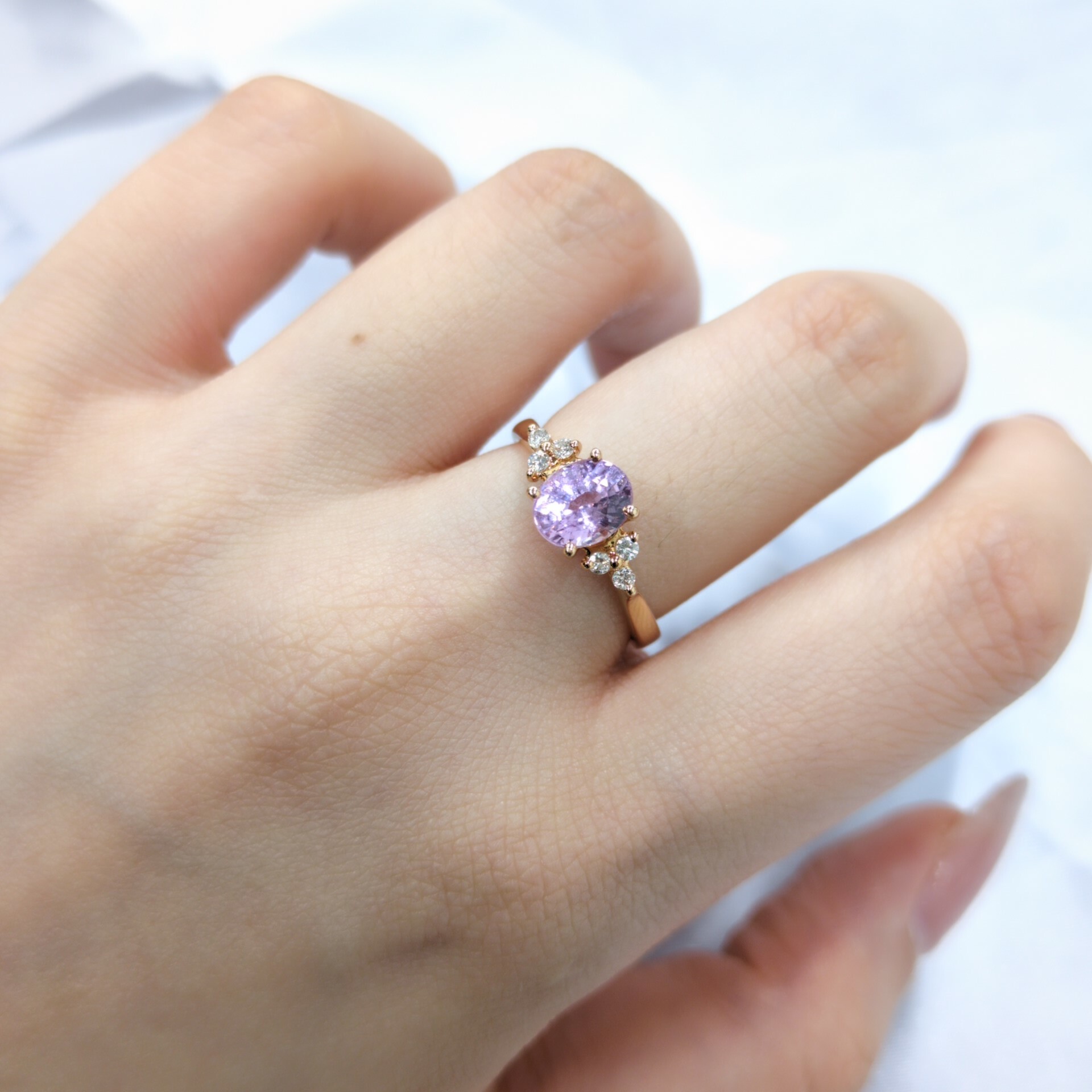 18K Rose Gold 1.37ct  Pink Sapphire and Diamond Ring