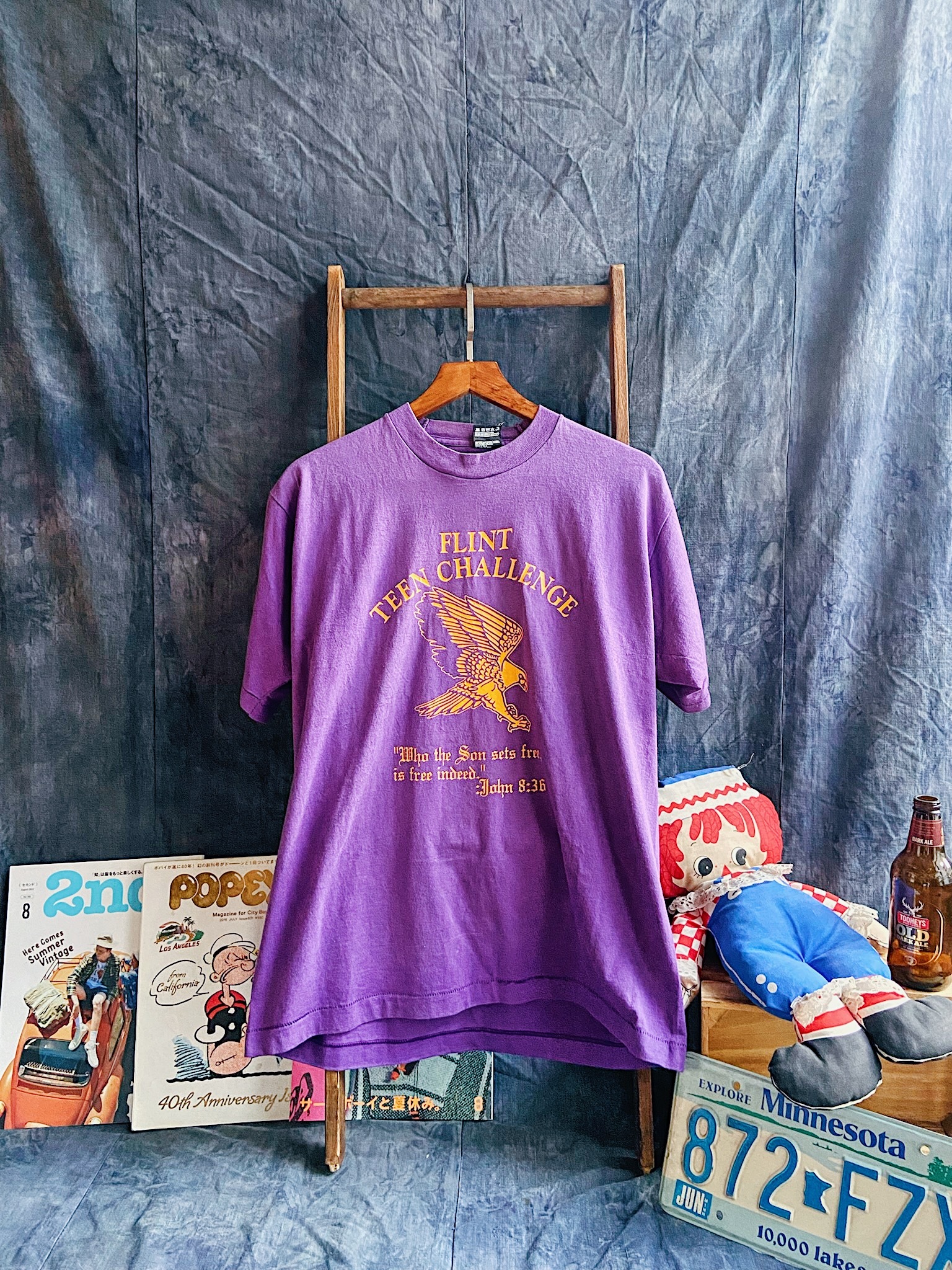 Vintage “ Flint Teen Challenge ” Purple T-shirt  / 美國製紫色古著短踢