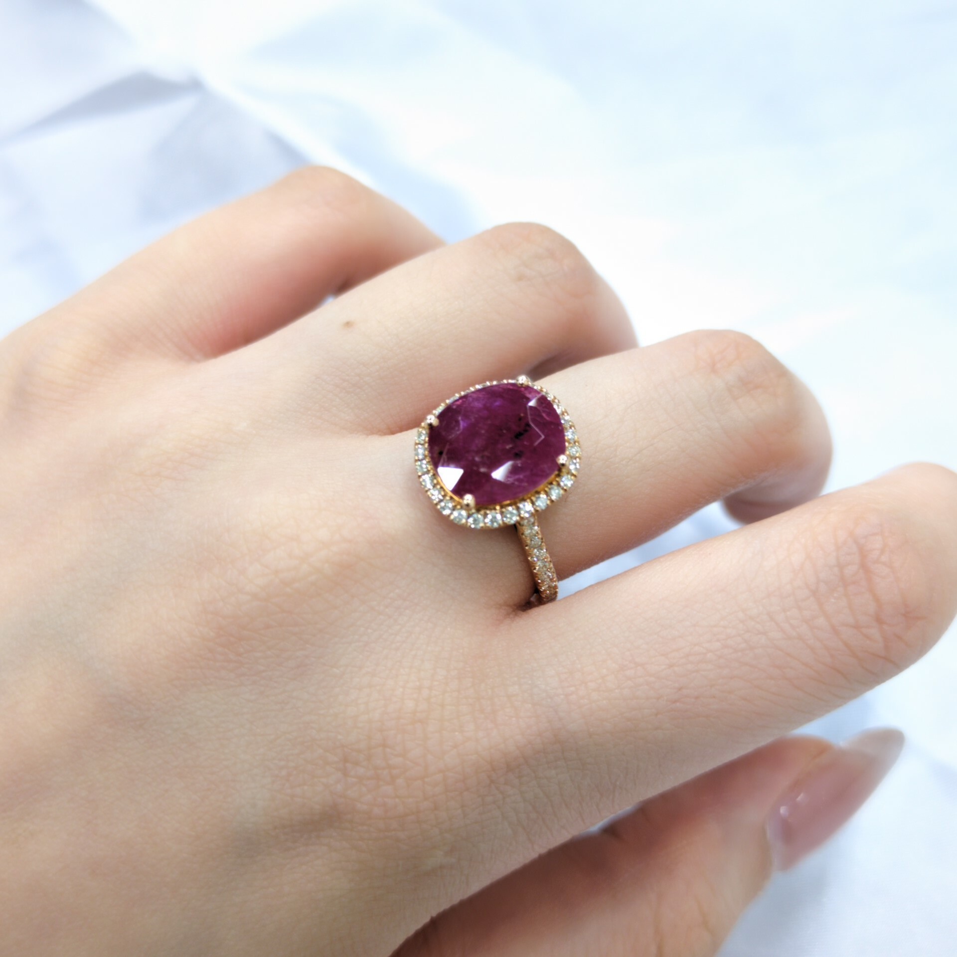 18K Rose Gold 4.48ct Ruby and Diamond Ring