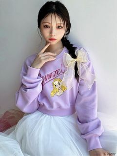 預購 - JP 長髮公主圖案短身衛衣