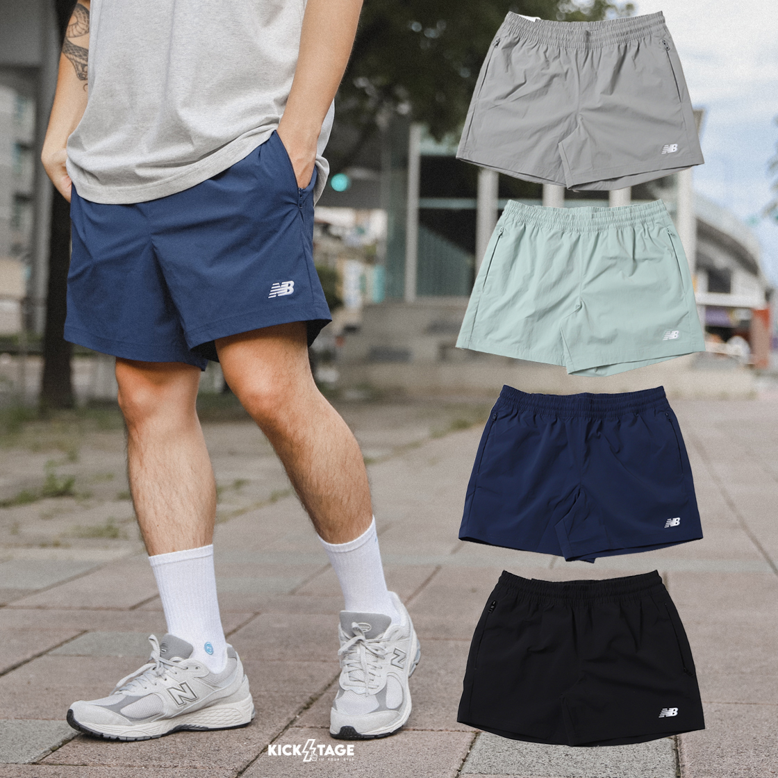 男款 NEW BALANCE ATHLETICS STRETCH 沼澤綠 石板灰 海軍藍 經典黑 5吋 梭織 運動 短褲【MS41517】