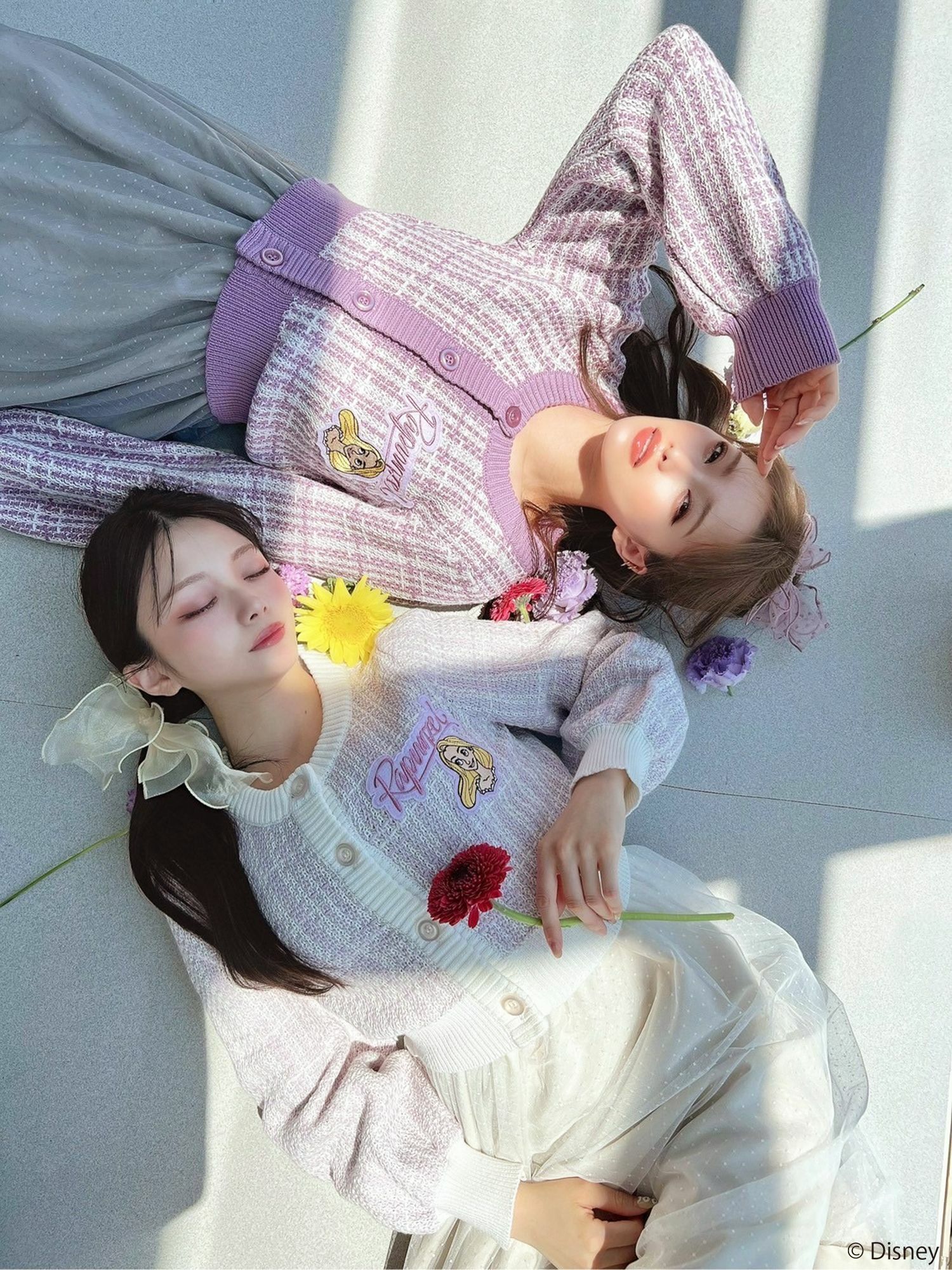 預購 - JP 長髮公主圖案格紋針織Cardigan