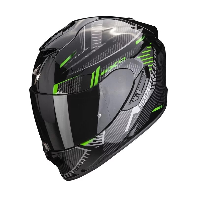 SCORPION EXO-1400 EVO AIR SHELL BLACK GREEN 亮光黑綠 彩繪 全罩帽 充氣式兩頰