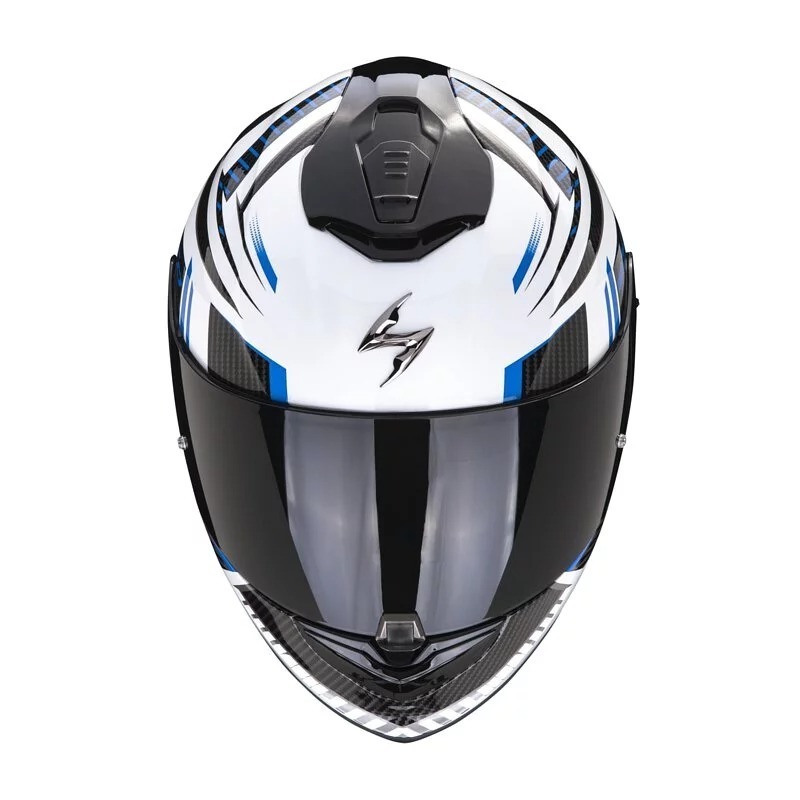 SCORPION EXO-1400 EVO AIR SHELL WHITE BLUE 亮光白藍 彩繪 全罩帽 充氣式兩頰