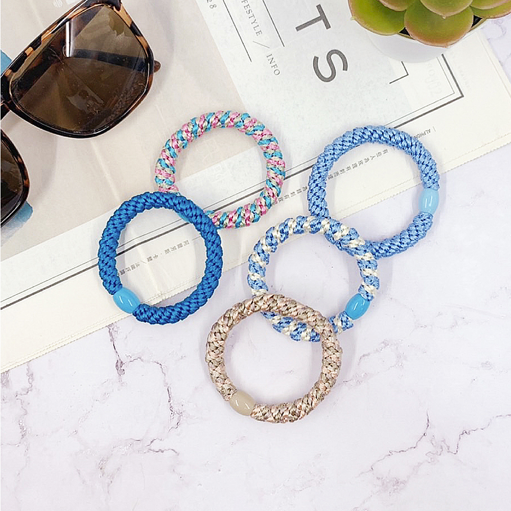 韓式時尚粗髮圈５入｜晴空款