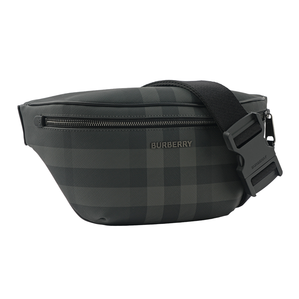 【BURBERRY】Cason 塗層帆布及牛皮腰包