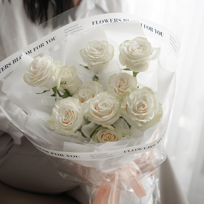 第一個清晨・晨曦白玫瑰花束