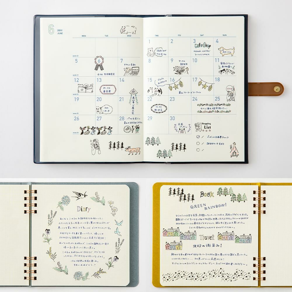 迴轉印章附印台 10款圖案｜MIDORI 日本