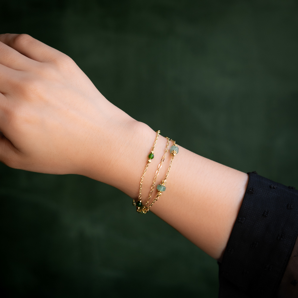 山｜碧玉東陵玉鏈條手鍊 B0006