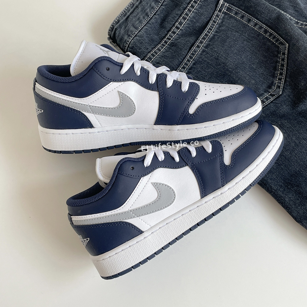 NIKE AIR JORDAN 1 GS AJ1 午夜藍灰 深藍 藍灰 白色 大童鞋 553560-141 / 調貨