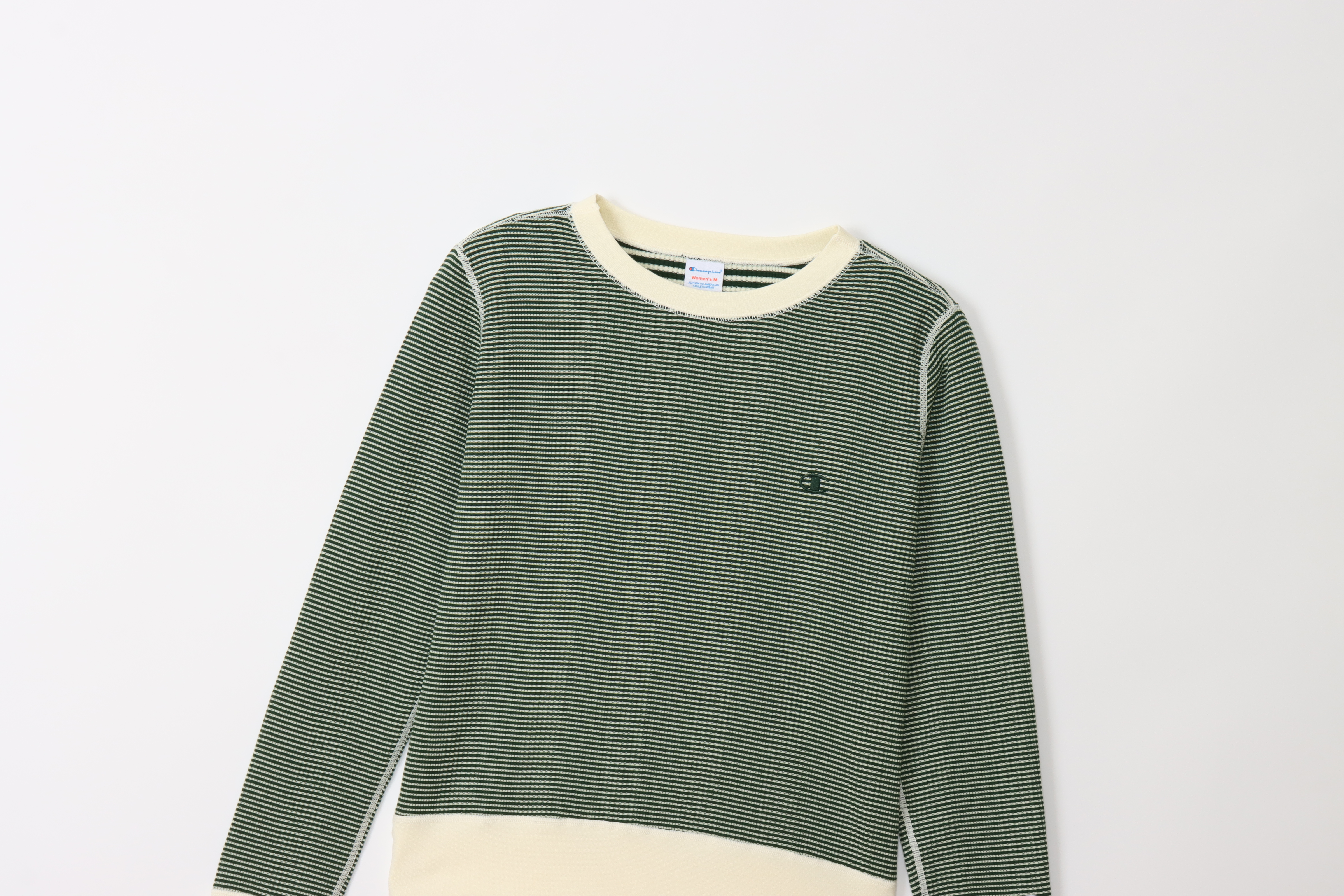 女款-CASUAL日系學院風 華夫格條紋 長袖上衣-深綠色（117449-YS015）