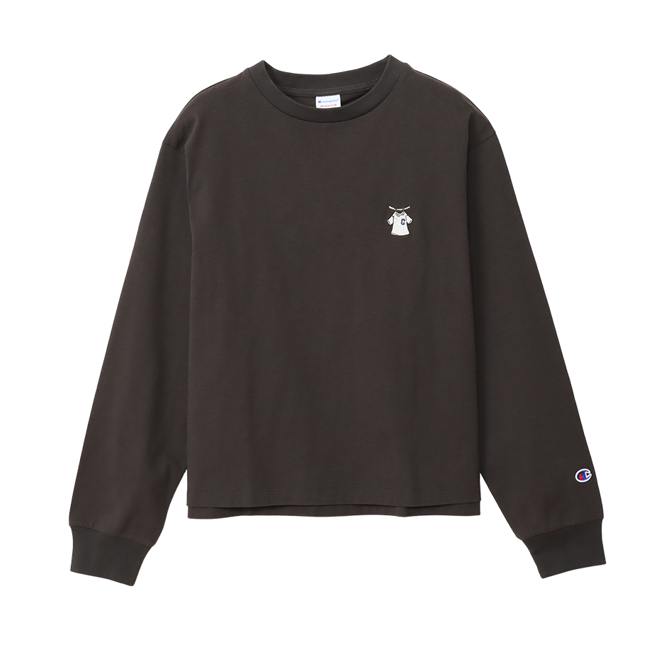 女款 - 精緻小圖刺繡 圓領衛衣-黑色（CW-A402-055）