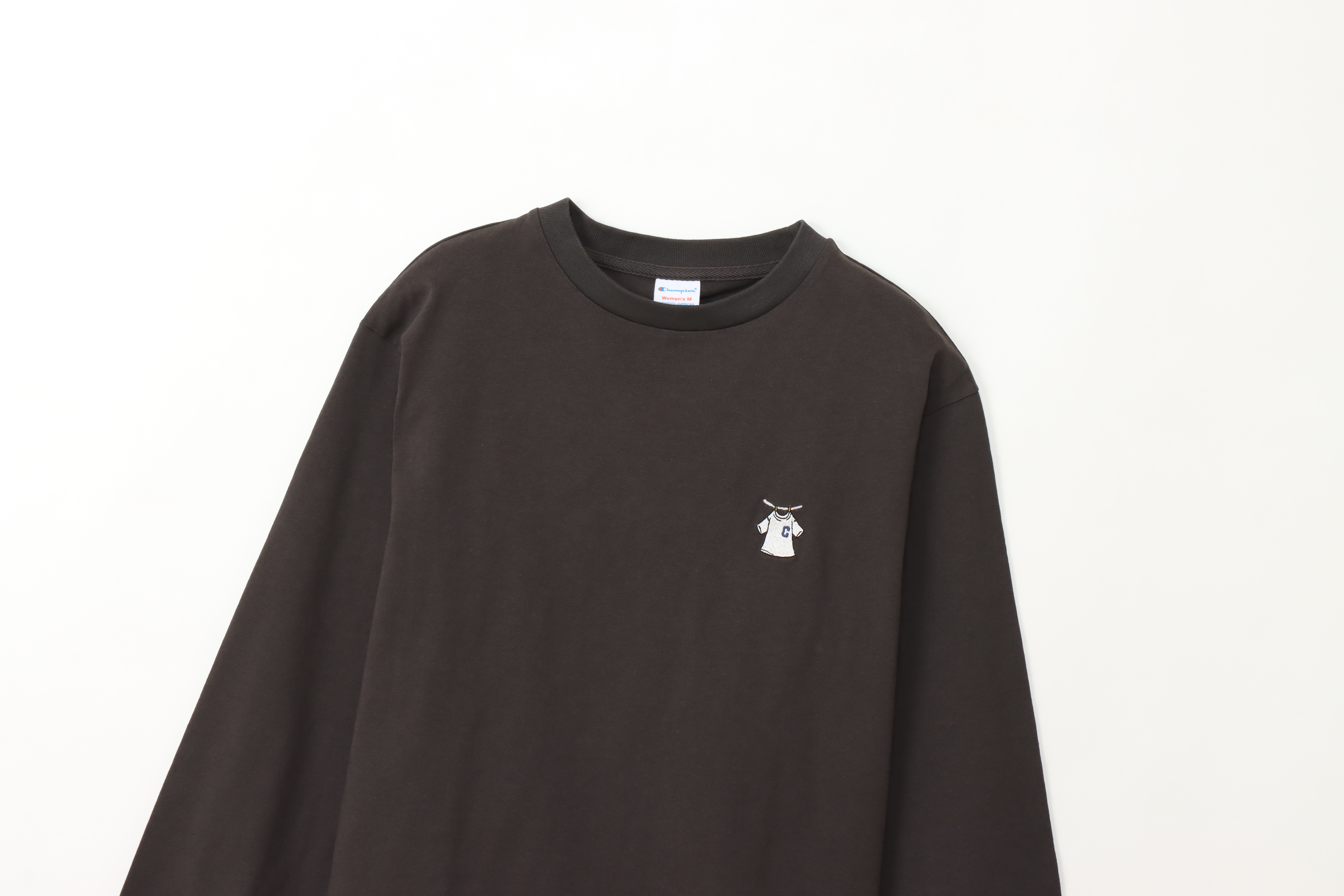 女款 - 精緻小圖刺繡 圓領衛衣-黑色（CW-A402-055）