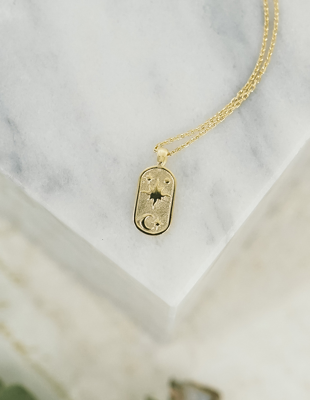 925 純銀橢圓星芒牌項鍊