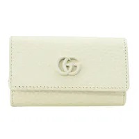 [S] GUCCI GG MARMONT LEATHER KEY CASE,WHITE, 456118-17WEN-9022 (SGC117)