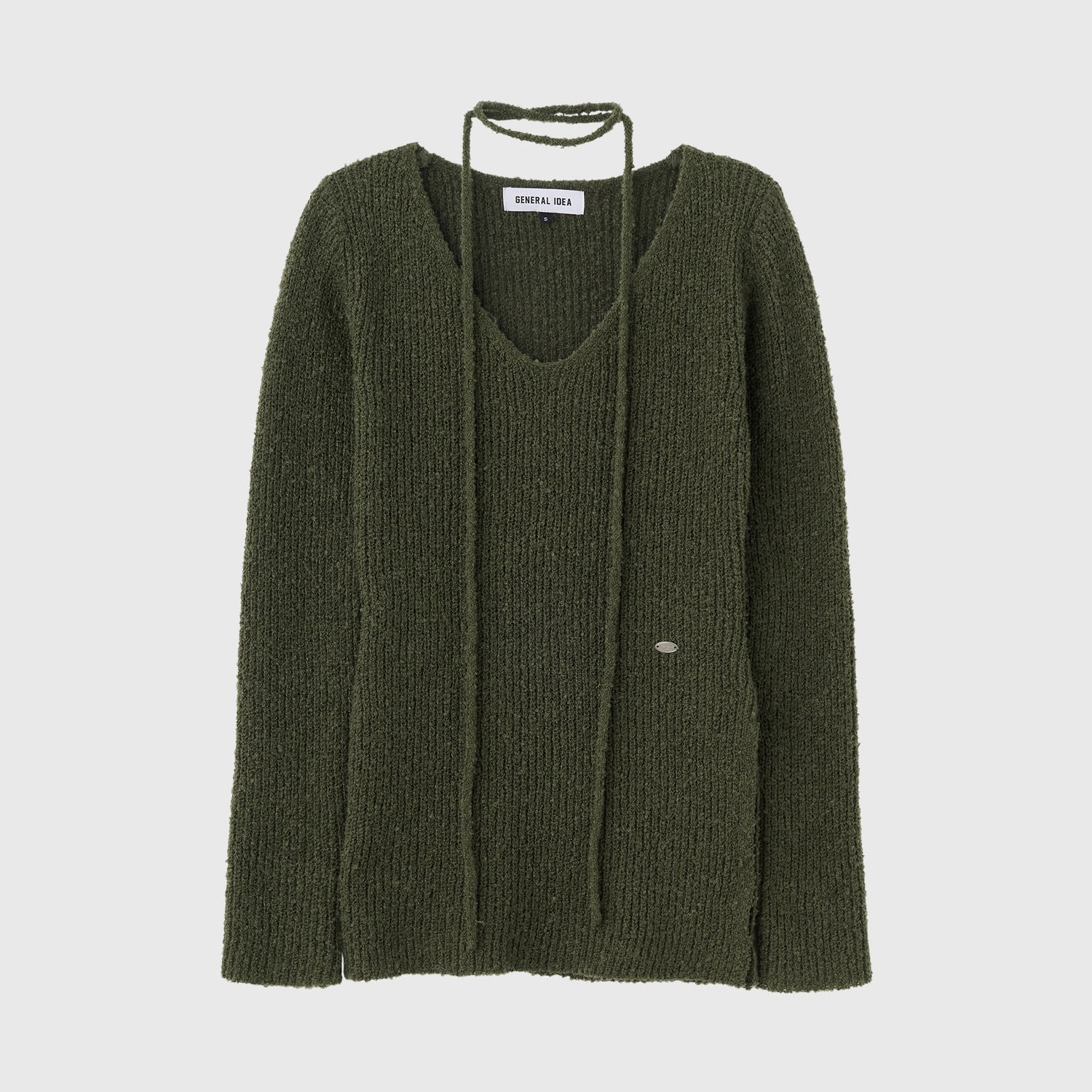 [GENERAL IDEA] SCARF LAYERED V-NECK PULLOVER