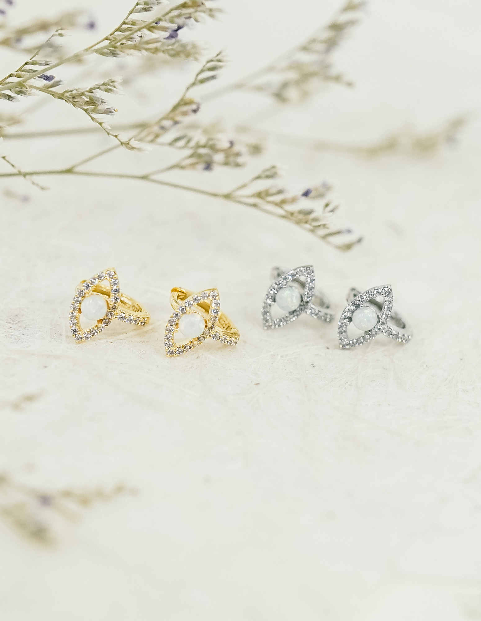 925 純銀天然石神秘之眼圈型耳環✦銀