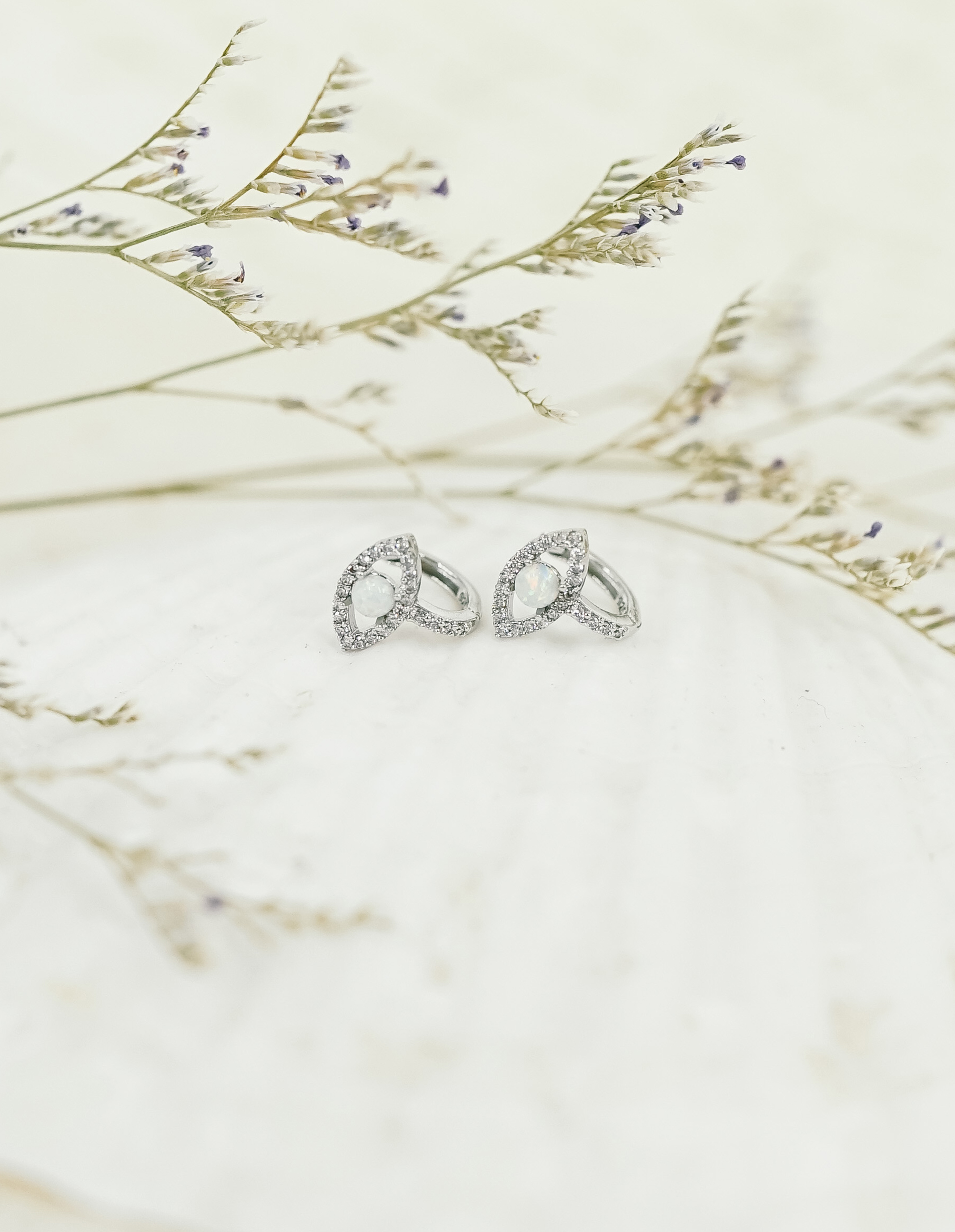 925 純銀天然石神秘之眼圈型耳環✦銀