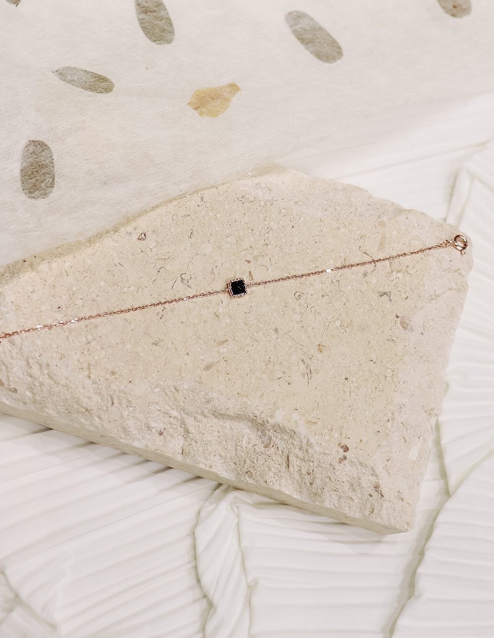 925 純銀天然石切割方形手鍊