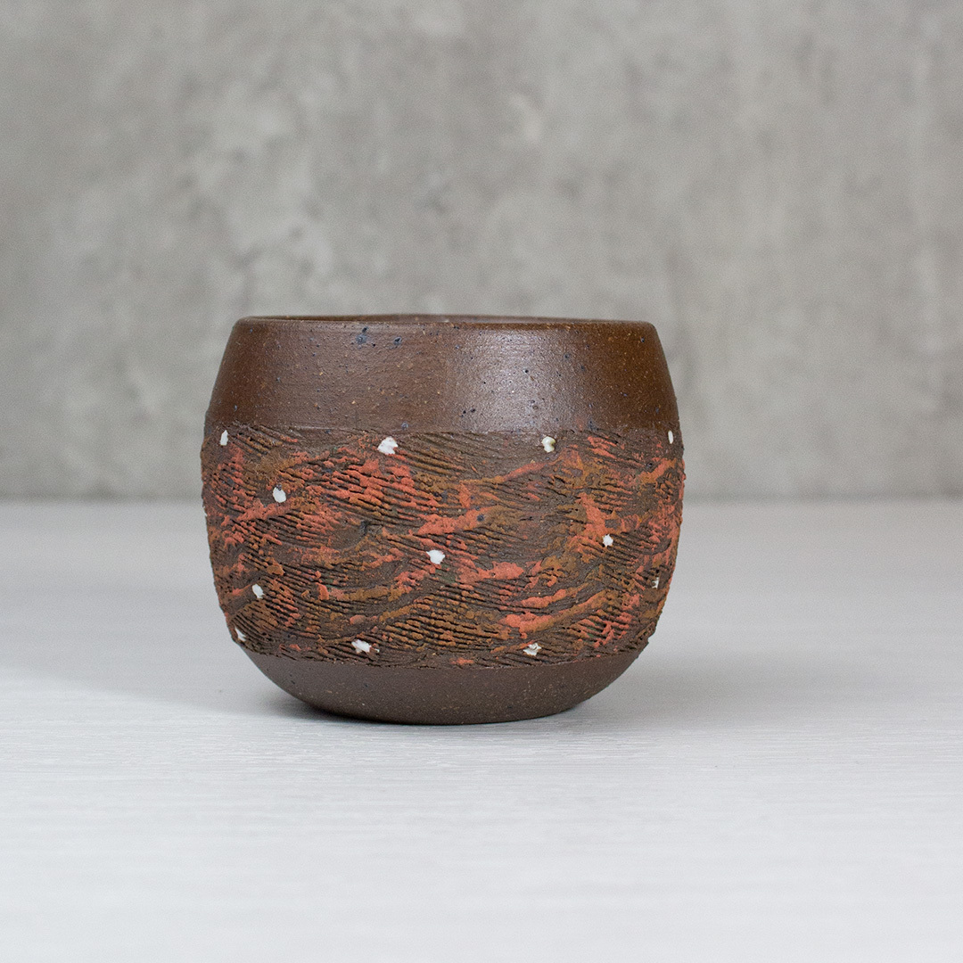 銅韻星點刷紅品茗杯