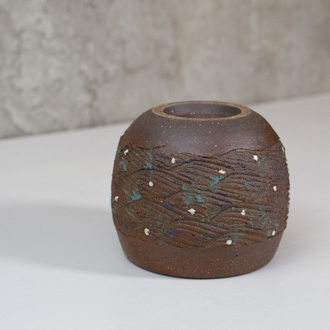 銅韻星點青波品茗杯