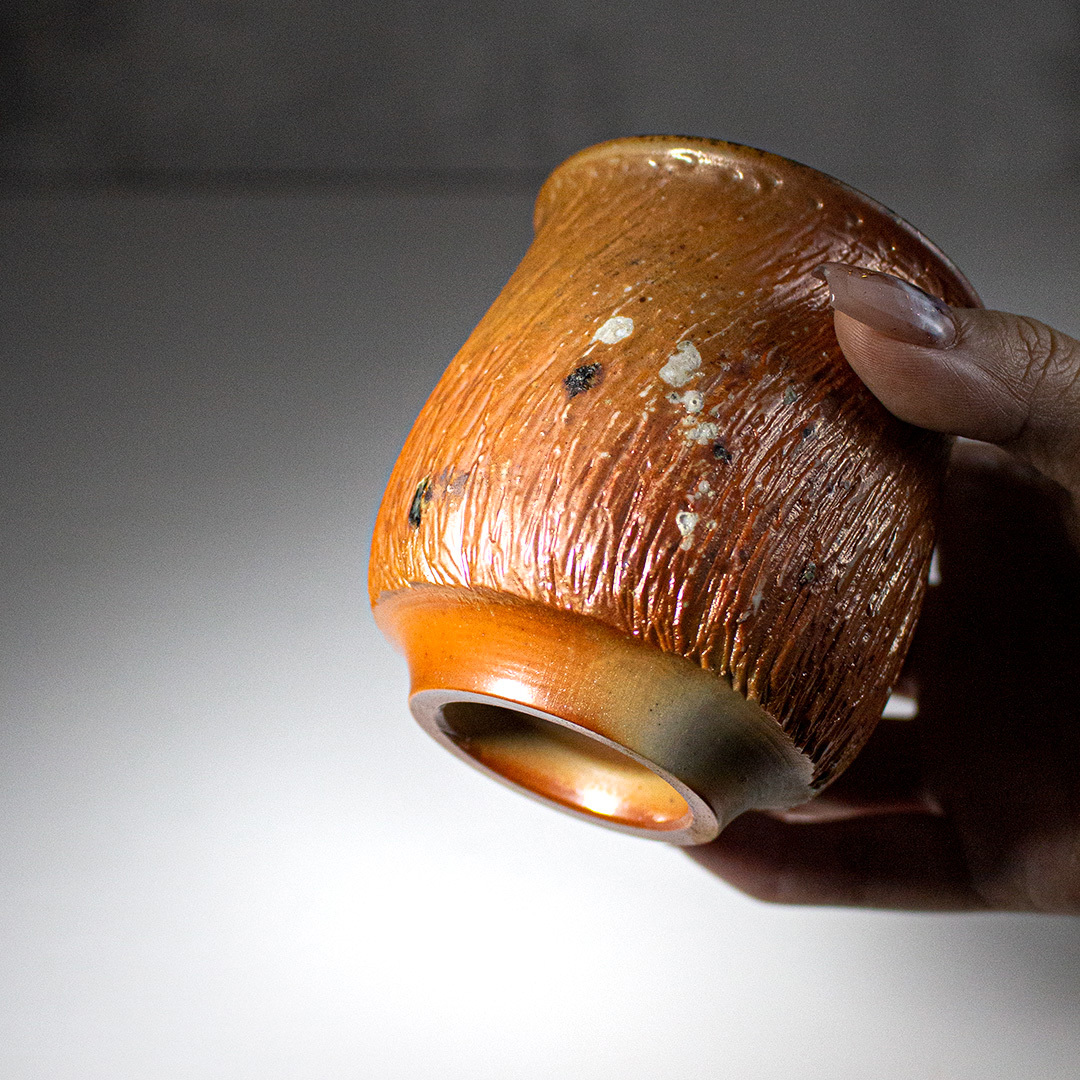 金波霞紋柴燒茶杯