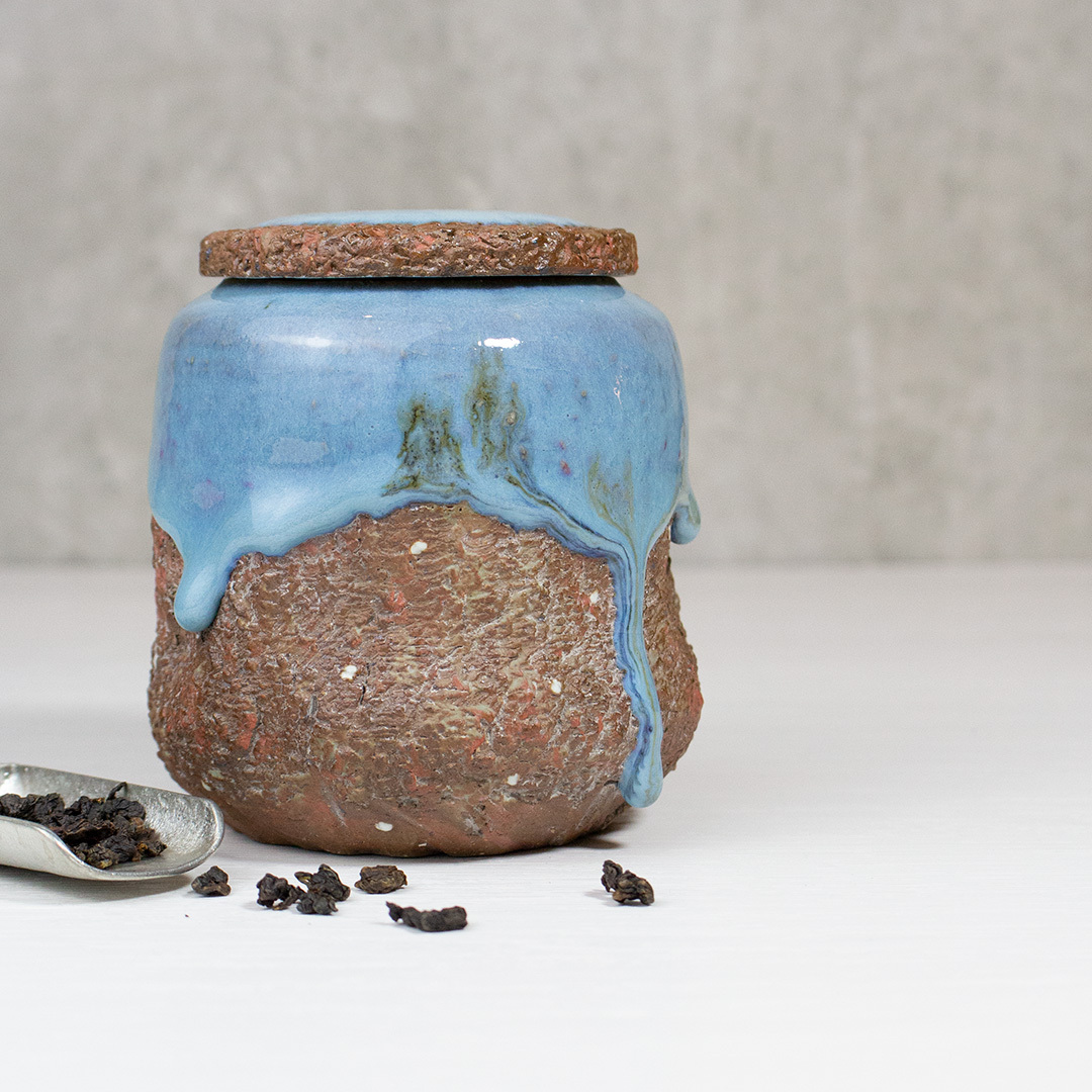 汝青流釉磚紅茶葉罐