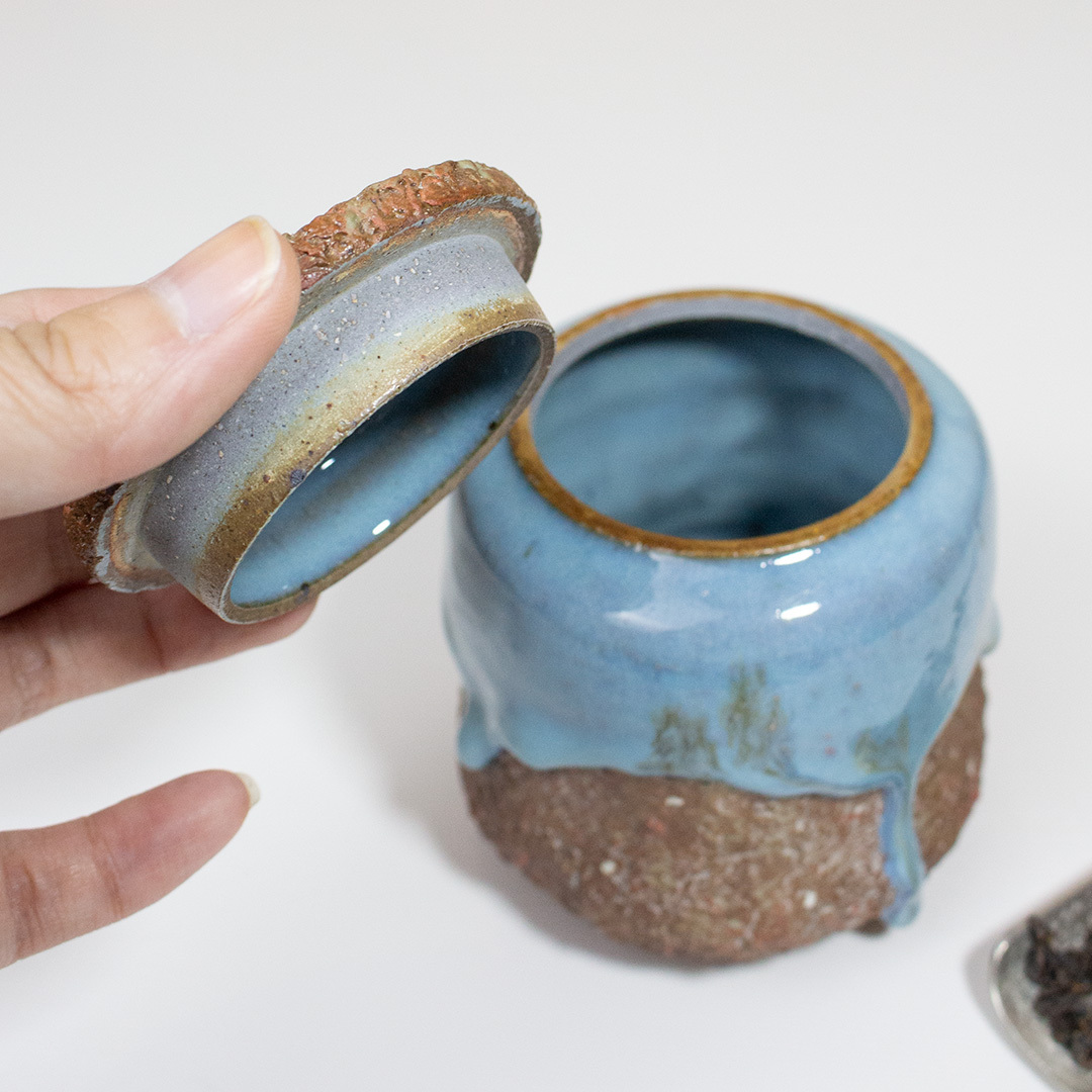 汝青流釉磚紅茶葉罐