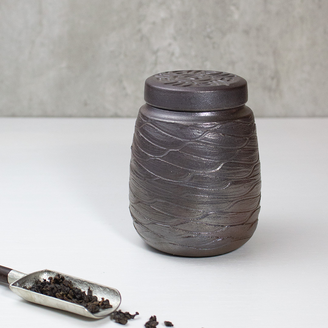 朝日波紋銅韻茶葉罐