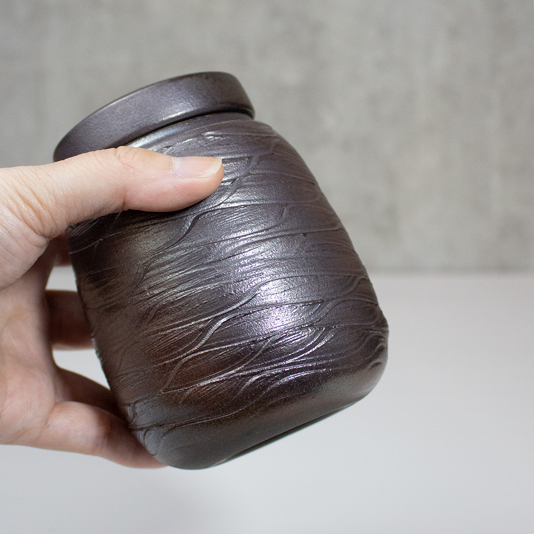 朝日波紋銅韻茶葉罐