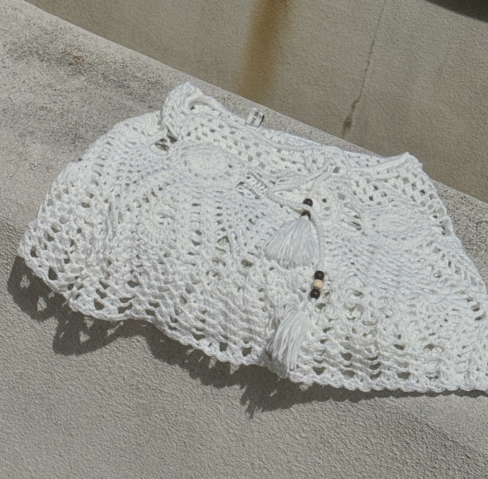 夏日編織白色短裙