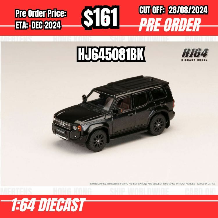 PO-$161 * Hobby Japan * 1:64 Toyota LAND CRUISER PRADO 1ST EDITION (LHD) BLACK HJ645081BK [OD20/08]