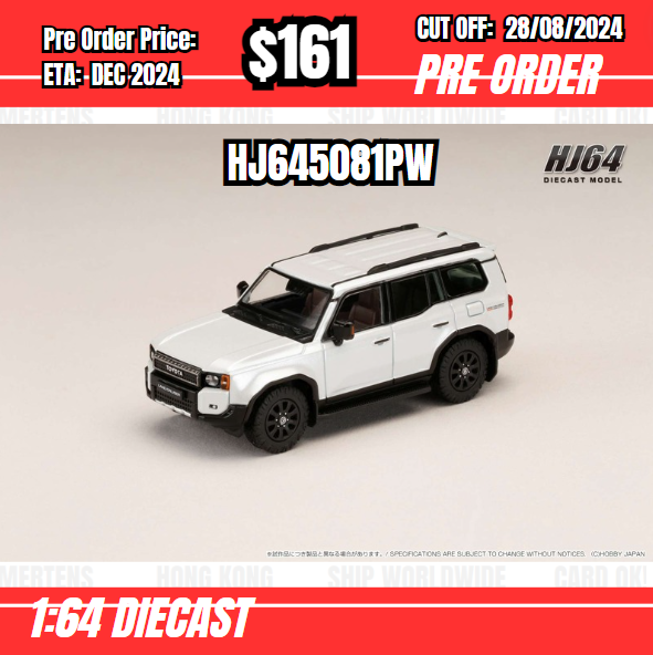 PO-$161 * Hobby Japan * 1:64 Toyota LAND CRUISER PRADO 1ST EDITION (LHD) WHITE HJ645081PW [OD20/08]