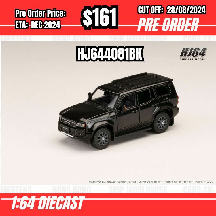 PO-$161 * Hobby Japan * 1:64 Toyota LAND CRUISER 250 (LHD) BLACK HJ644081BK [OD20/08]