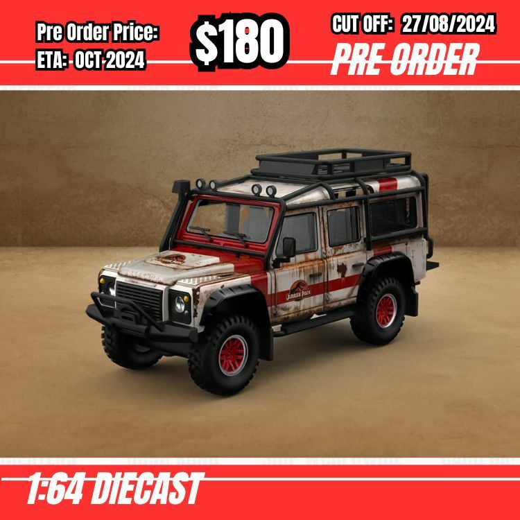 PO-$180 * Time Micro * 1:64 Defender 110 Jurassic Park Dirty Version [OD20/08]